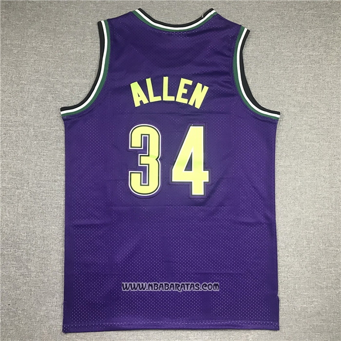 Camiseta Milwaukee Bucks Ray Allen #34 Mitchell & Ness 1996-97 Violeta